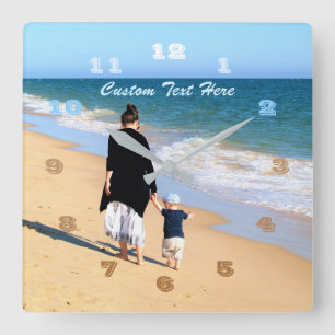 Your Own Design Photo Text Font Name The Best MOM Square Wall Clock