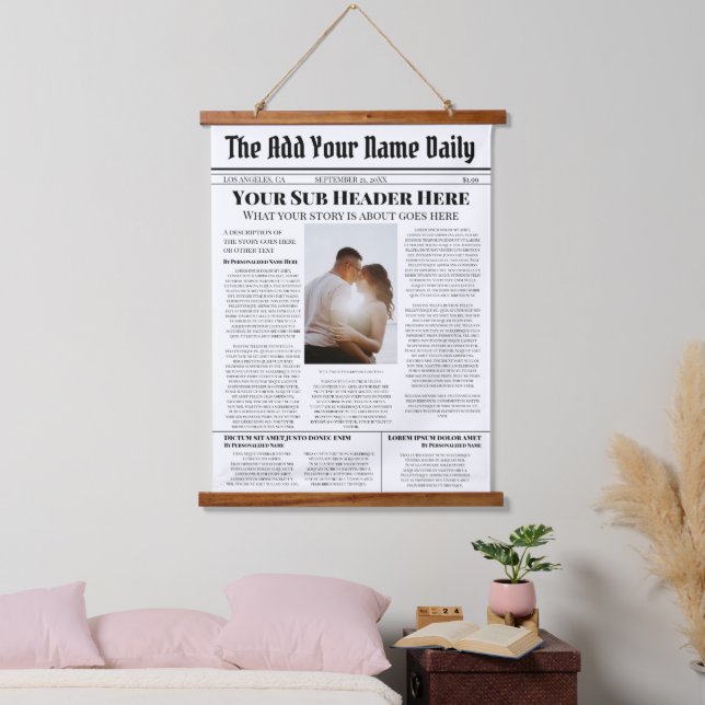 Your Own Front Page News Story Photo Personalised Hanging Tapestry (Bedroom)