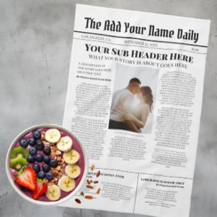 Your Own Front Page News Story Photo Personalised Tea Towel