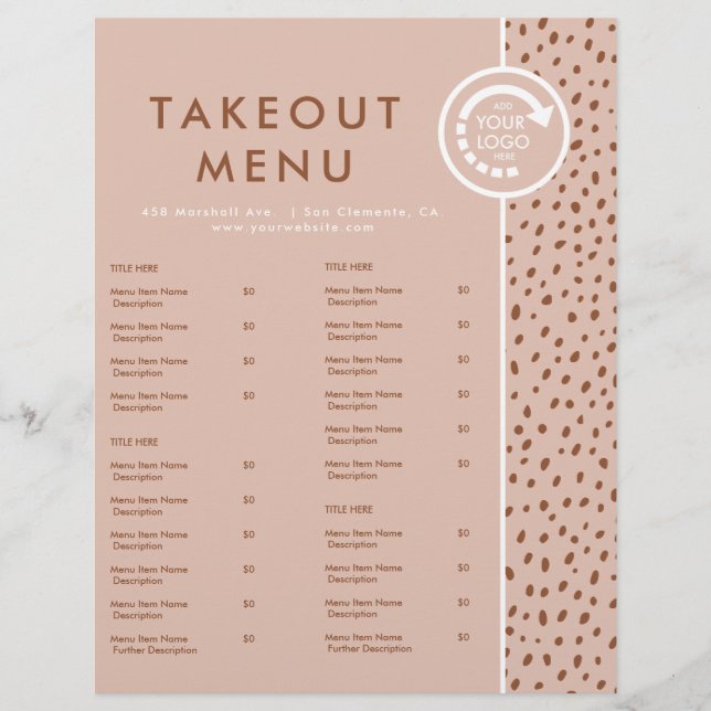 YOUR OWN LOGO Beige & Boho Brown Takeout Menu (Front)
