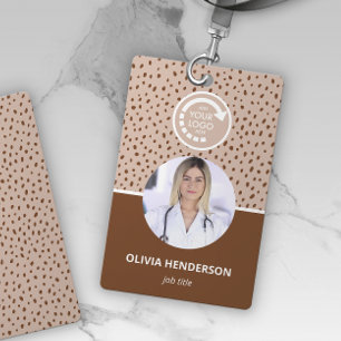 YOUR OWN LOGO Beige Photo  ID Badge