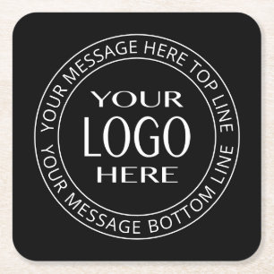 Your Own Logo & Customisable Circular Text Square Paper Coaster