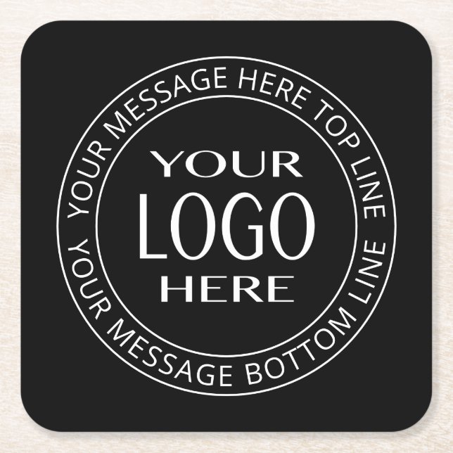 Your Own Logo & Customisable Circular Text Square Paper Coaster (Front)