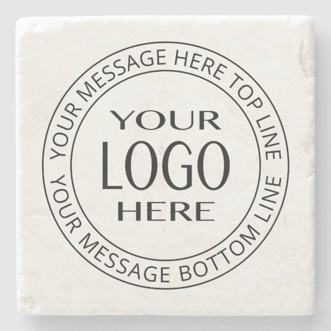 Your Own Logo & Customisable Circular Text Stone Coaster (Front)