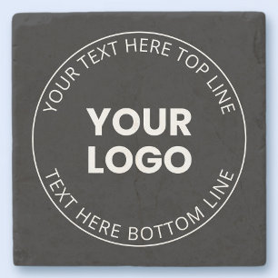 Your Own Logo & Editable Circular Text Stone Coaster