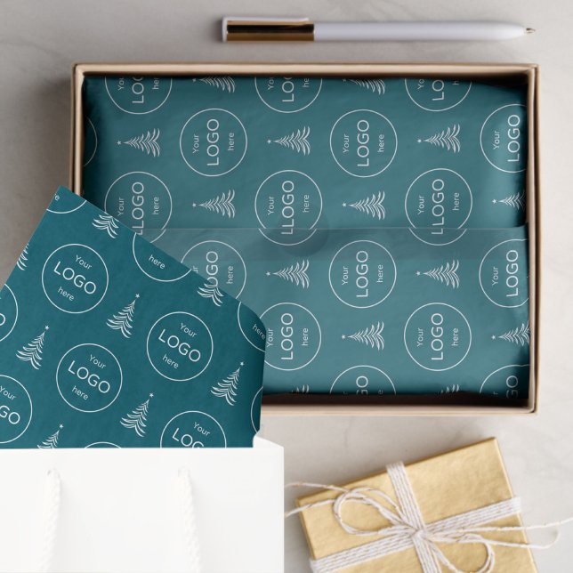 Your own logo here company teal blue Tissue Paper (Creator Uploaded)