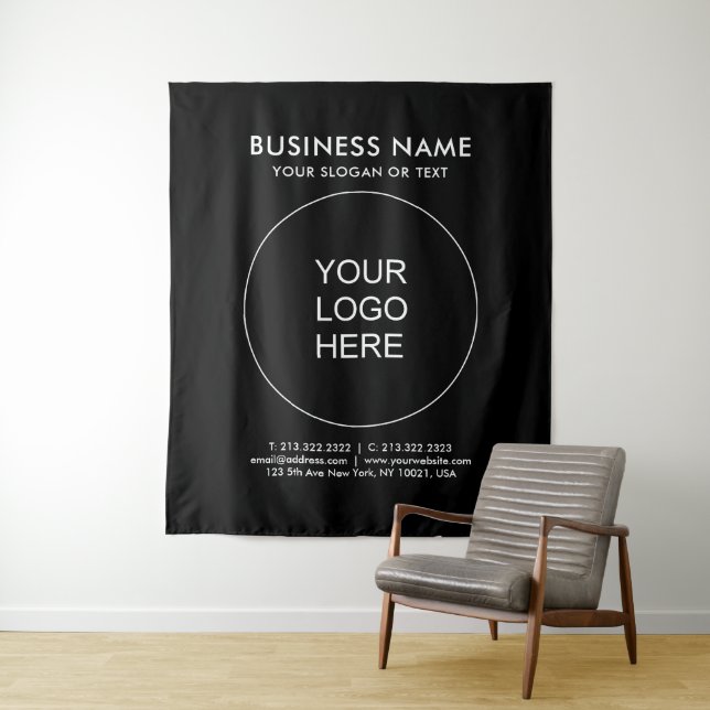 Your Own Logo Text Large Black Vertical Backdrop  Tapestry (In Situ)