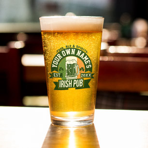 Your OWN Name Here Irish Pub St. Patrick's Day Glass