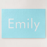 Your Own Name or Word | Soft Sky Blue Jigsaw Puzzle<br><div class="desc">Your own name or word custom printed.</div>