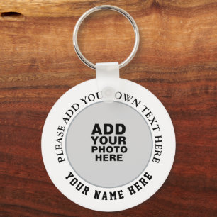 Your own name, text & keepsake photo key ring