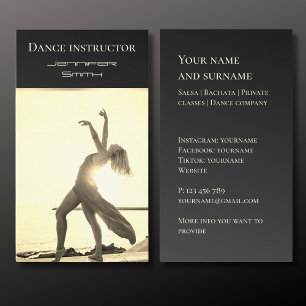 Your own photo dance teacher gold Business Car Business Card