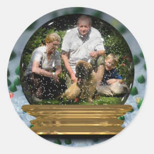 Your own photo in a Snowglobe Frame! - Classic Round Sticker