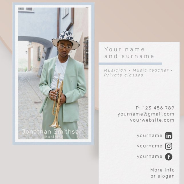 Your own photo Jazz musician Business Card (Creator Uploaded)