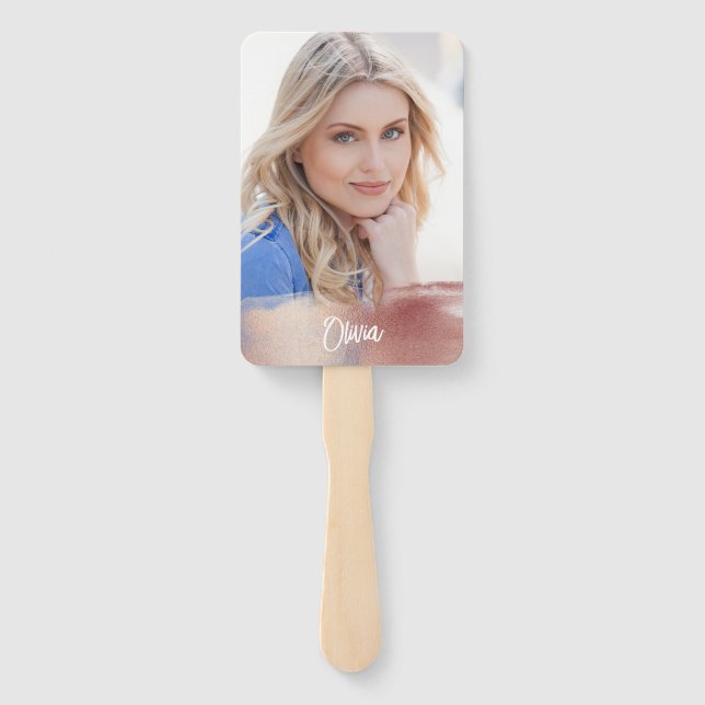 Your Own Photo Monogram Elegant Graduation Hand Fan (Back)