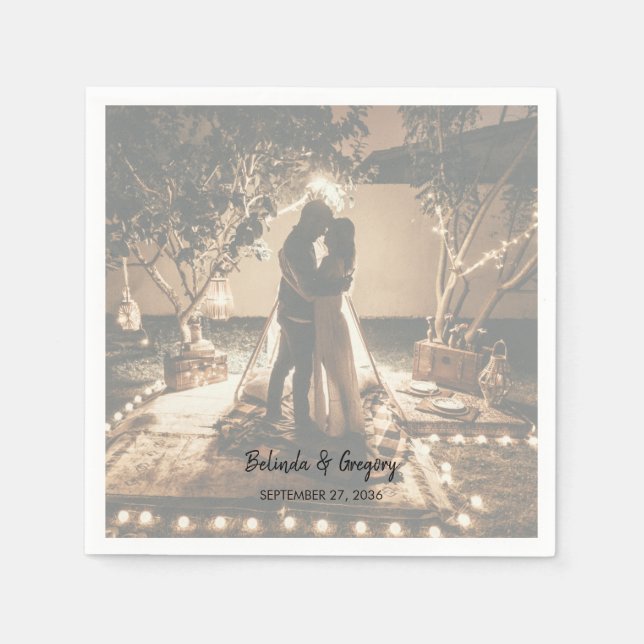 Your Own Photos Faded Wedding   Napkin (Front)
