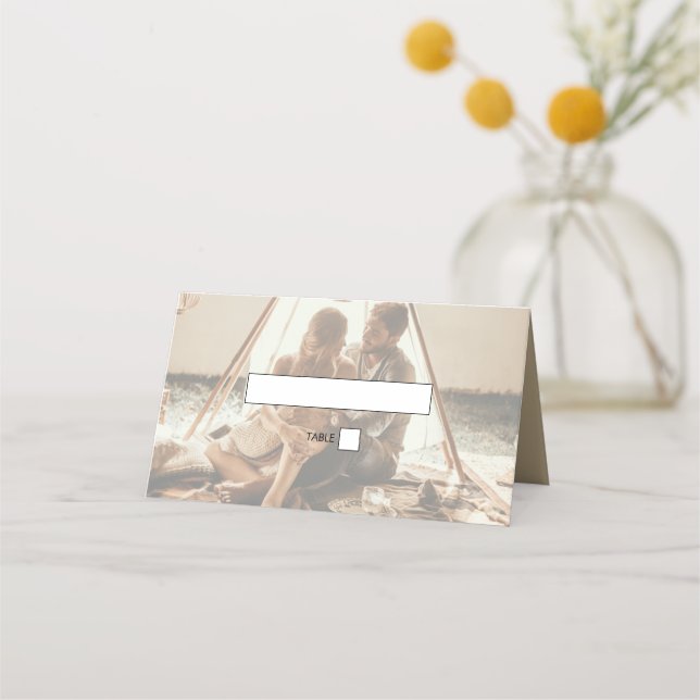 Your Own Photos Faded Wedding Place Card (Front)