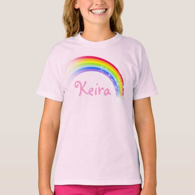Your own short name rainbow pink top (Front)