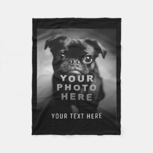 Your Own Simple Single Photo Text Fleece Blanket