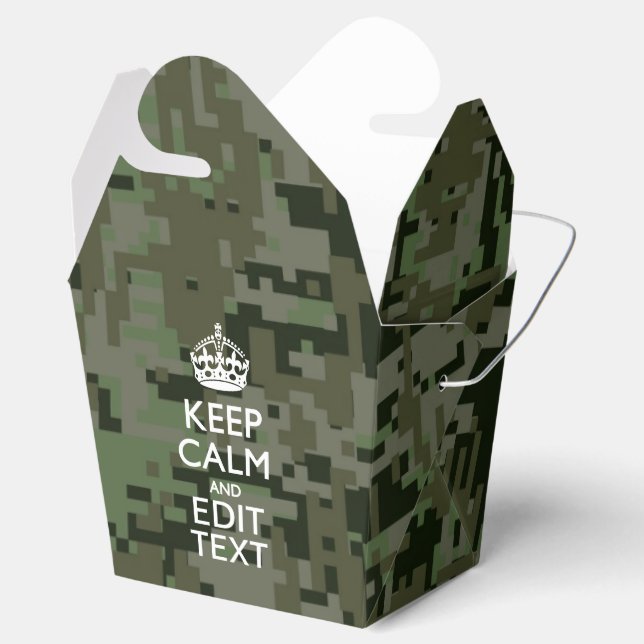 Your Own Text Digital Camo Woodland Keep Calm Favour Box (Opened)