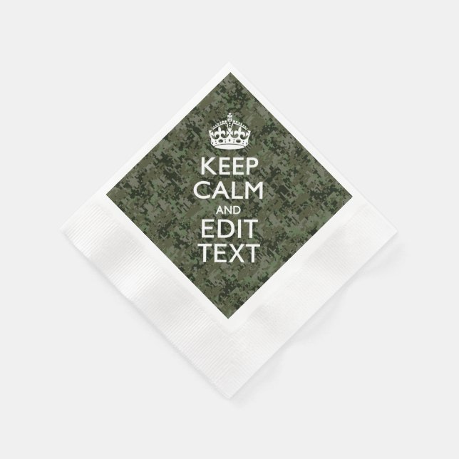 Your Own Text Digital Camo Woodland Keep Calm Napkin (Corner)