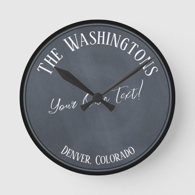 Your Own Text on Chalk Board Texture Effect Clock (Front)