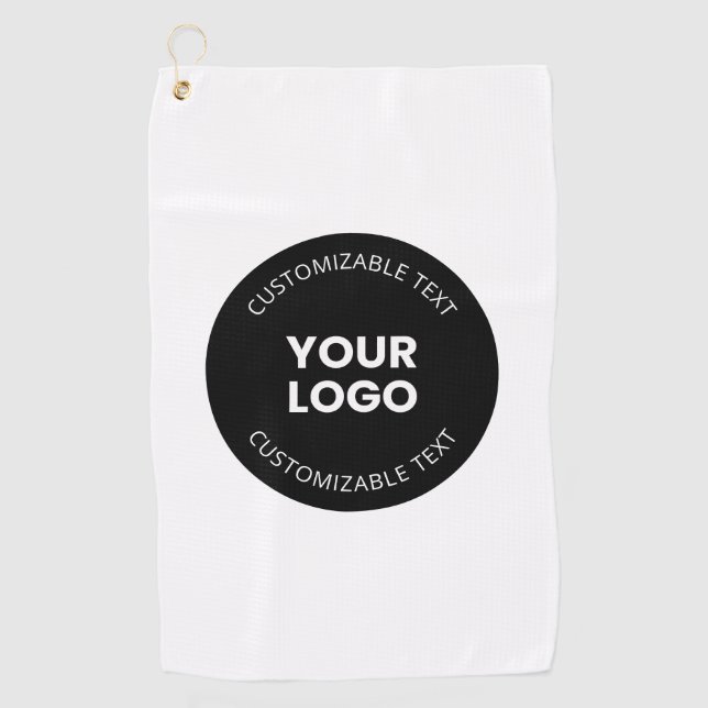 Your Own Uploaded Business Logo w/Editable Text Golf Towel (Front)