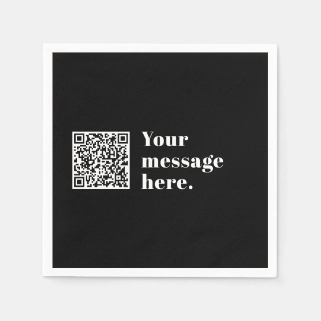 Your own Uploaded QR code & Editable Retro Text Napkin (Front)