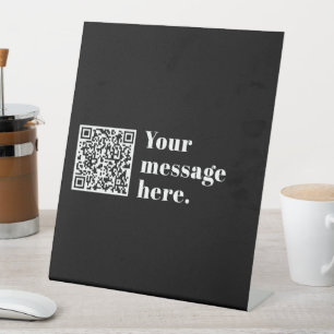 Your own Uploaded QR code & Editable Retro Text Pedestal Sign