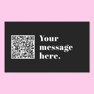 Your own Uploaded QR code & Editable Retro Text Rectangular Sticker