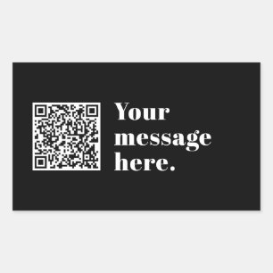 Your own Uploaded QR code & Editable Retro Text Rectangular Sticker