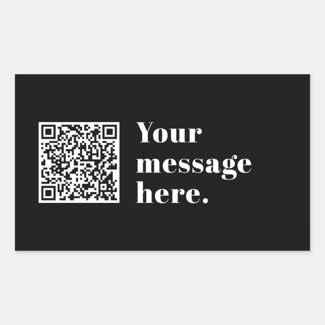 Your own Uploaded QR code & Editable Retro Text Rectangular Sticker (Front)
