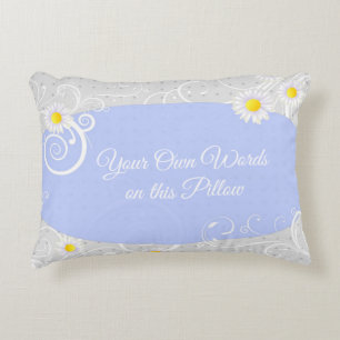 Your own words my word customised text Blue Floral Decorative Cushion