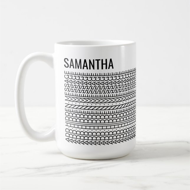 Your Own Words & Name Modern Custom Hidden Message Coffee Mug (Left)