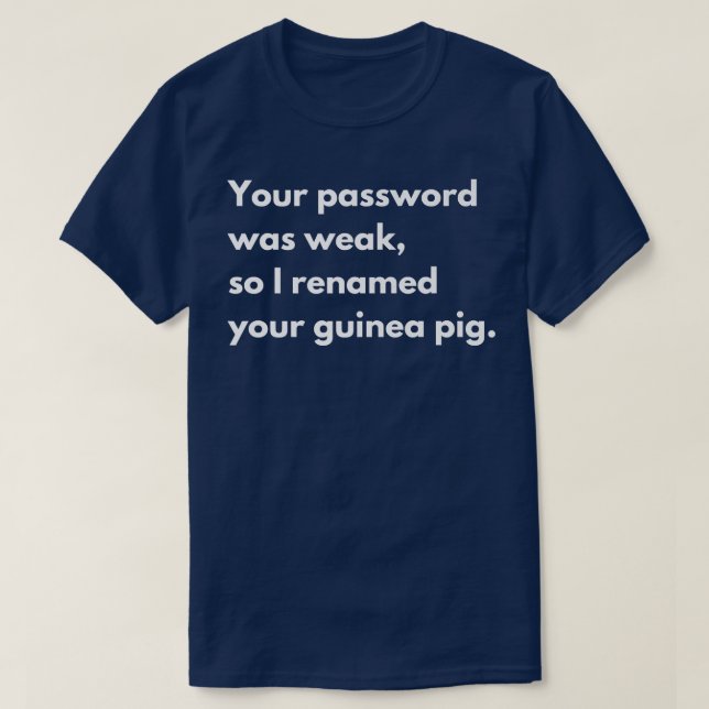 Your password was weak so I renamed your guinea pi T-Shirt (Design Front)