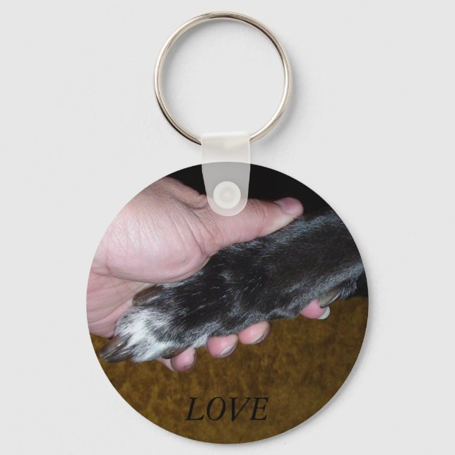 Your paw in My hand = LOVE Key Ring (Front)