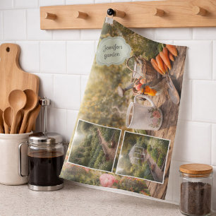Your personal coffee before gardening photo tea towel