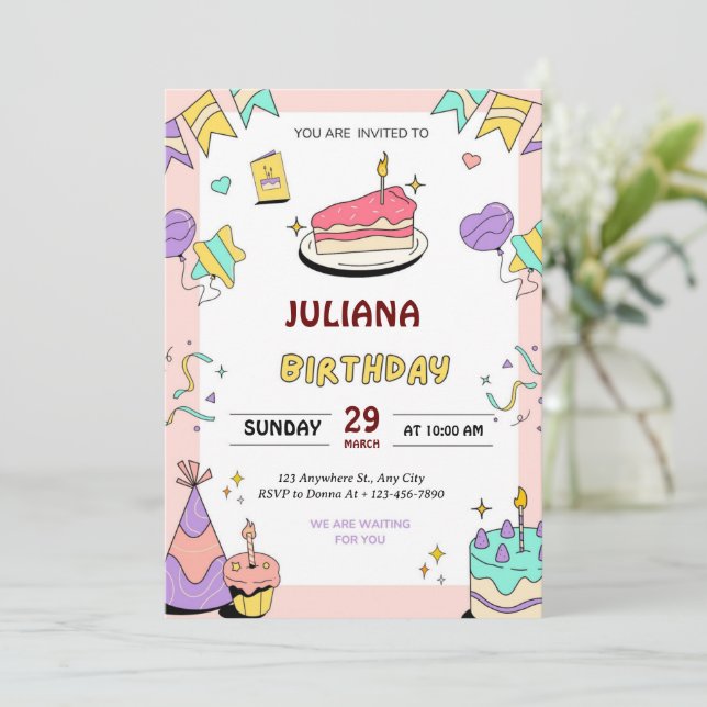 Your Personalised Birthday Invitation Destination! (Standing Front)