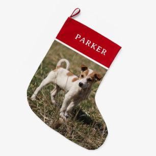 Your Personalised Pet Photo Custom Red Large Christmas Stocking