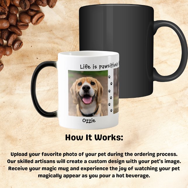 Your Pet 3 Photo Collage Paw Print Magic Mug (Creator Uploaded)