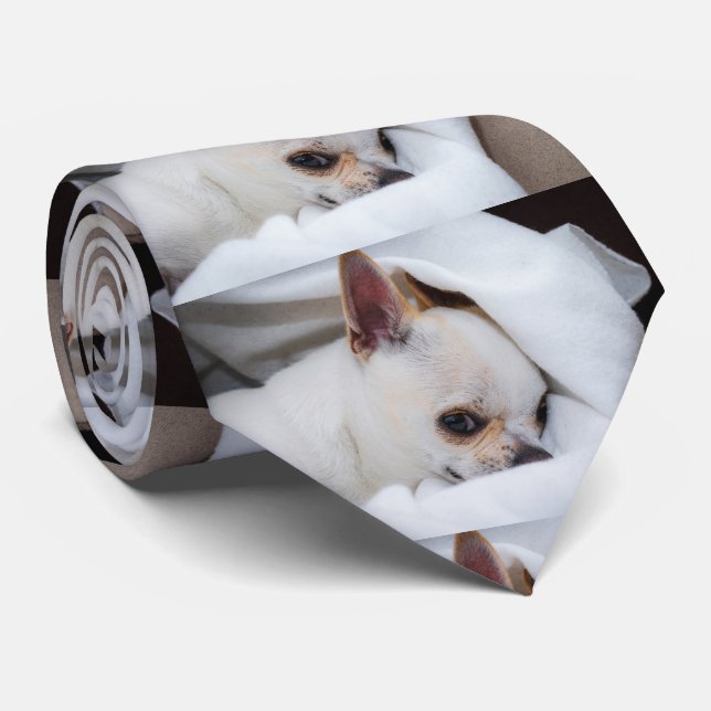 Your pet dog puppy custom photo chihuahua, 2 sided tie (Rolled)