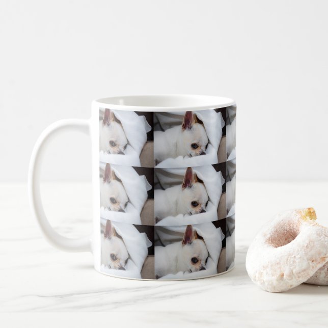 Your pet dog puppy custom photo chihuahua pattern coffee mug (With Donut)