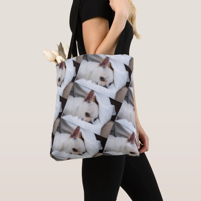 Your pet dog puppy custom photo chihuahua pattern tote bag (Close Up)