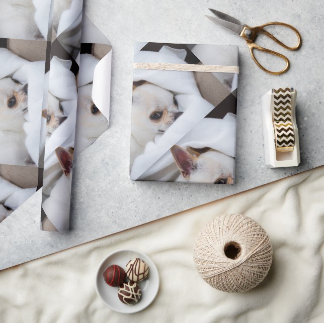 Your pet dog puppy custom photo chihuahua pattern wrapping paper (Crafts)