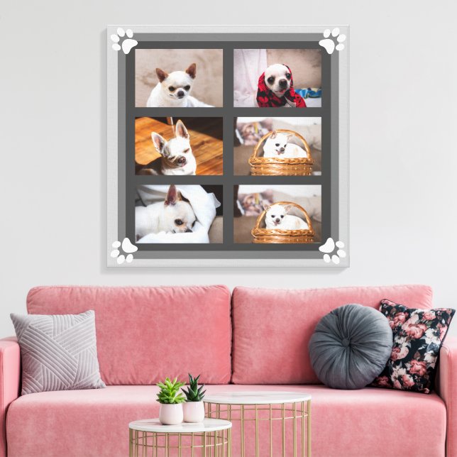 Your pet dog puppy custom photo collage chihuahua canvas print (Insitu(LivingRoom))