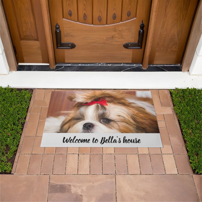 Your pet dog puppy custom photo Customise name Doormat (Outdoor)