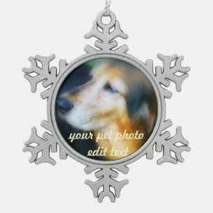 Your pet Photo christmas snow flake Snowflake Pewter Christmas Ornament