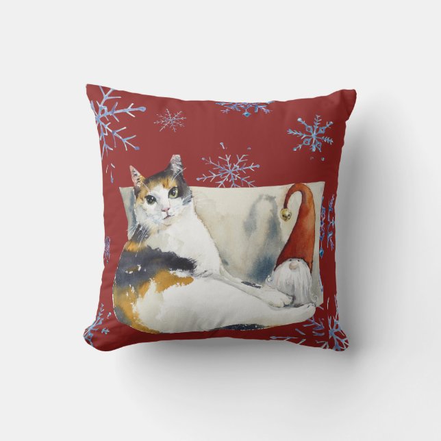 Your Pet Photo Christmas theme snowflakes  Cushion (Front)