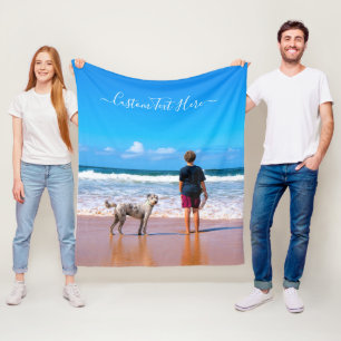 Your Pet Photo Fleece Blanket Custom Text