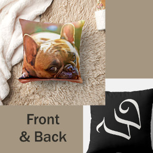 Your Pet Photo French Bulldog Initial Throw Pillow