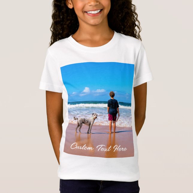 Your Pet Photo Kids T-Shirt with Custom Text (Front)